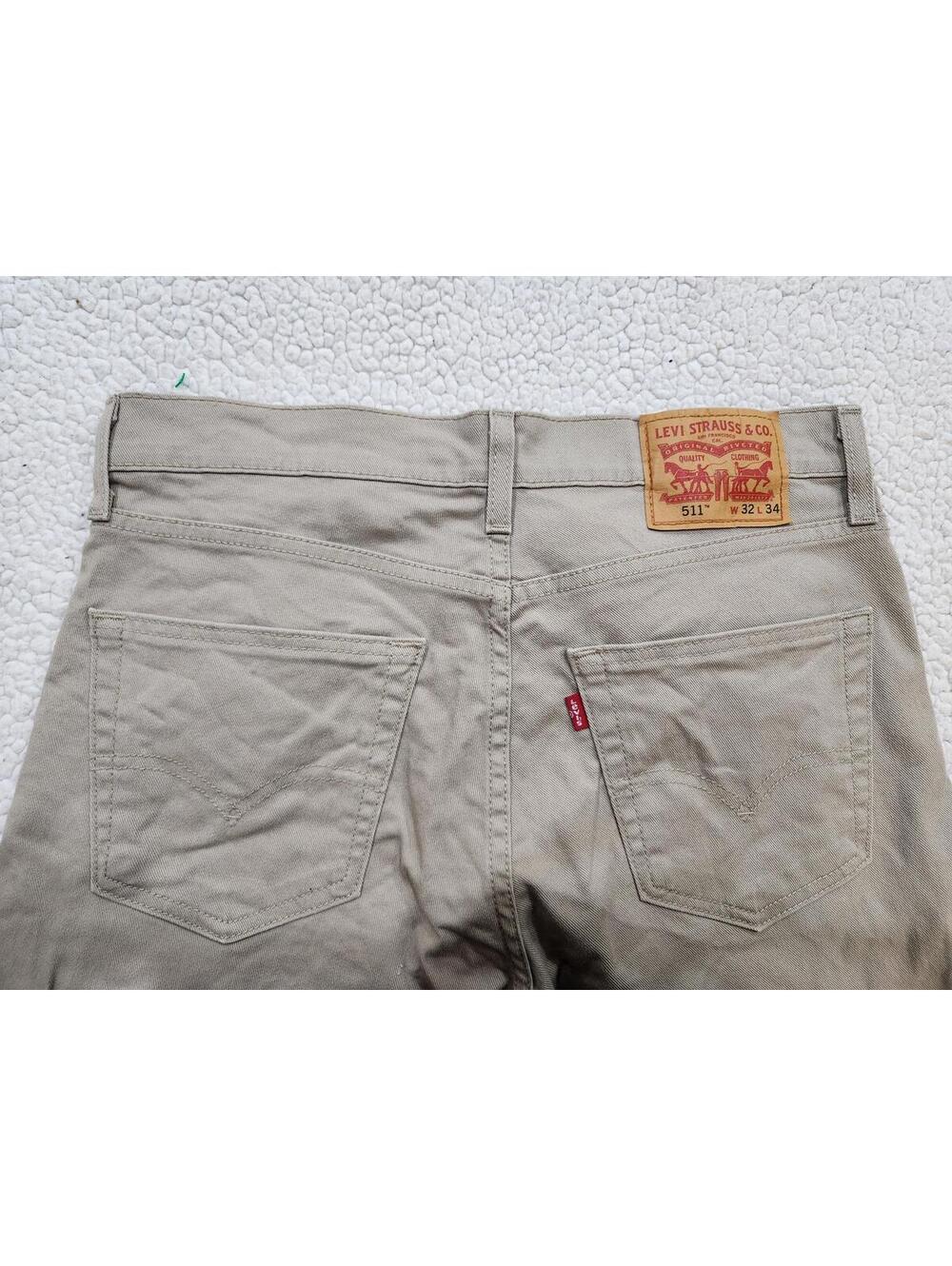Levi's 511 Slim Fit Twill Men's Khaki Chino all season tech pants 32x34 Cotton